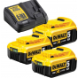 Dewalt DCB115P3-QW Pack de 3 Batteries 18V 5.0Ah XR Li-ion + Chargeur DCB115