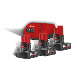 Milwaukee Pack M12 NRG-603 avec 3 Batteries M12B6 12V 6.0Ah et Chargeur C12C (4933459208)