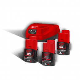 Milwaukee Pack M12 NRG-303 avec 3 Batteries M12B3 12V 3.0Ah et Chargeur C12C (4933459207)