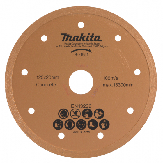 Makita Disque diamant 125mm à jante continue, béton, à eau pour scie diamant (B-21951)