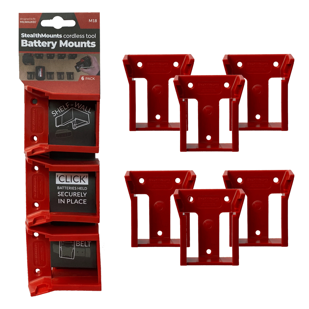 StealthMountsSupportsdebatteriesMilwaukee18v6-packROUGEBM-MW18-RED-6