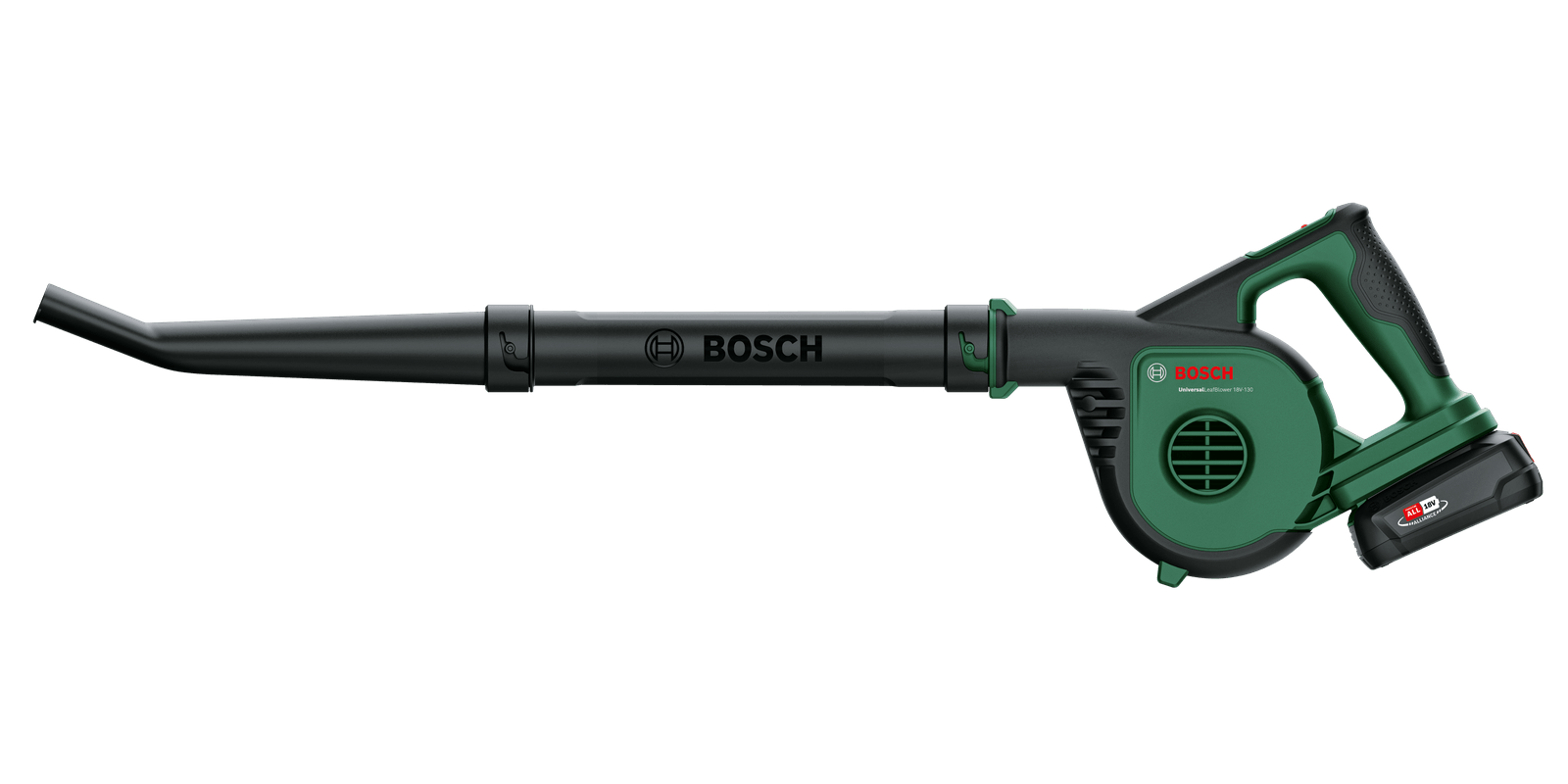 Bosch Power for All Souffleur de feuilles sans fil UniversalLeafBlower 18V-130  (18 V, lithium-ion, vitesse de soufflage: 185 km/h - 245 km/h, avec  batterie)