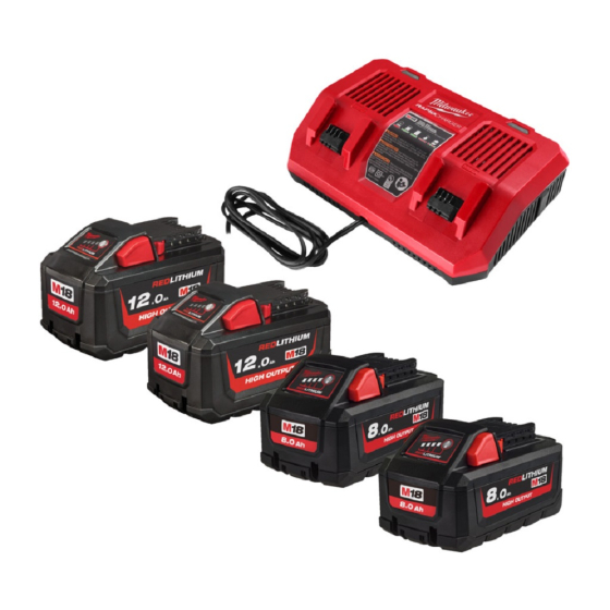 Milwaukee M18 HNRGO2-824 Pack 2 batteries 18V 12.0Ah M18HB12 & 2 batterie 8Ah et Chargeur Rapide double M18 DFC (4932492934)