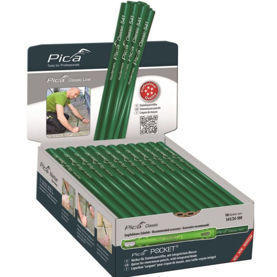 Pica Classic 541 Boite de 100 crayons de maçon, ovale, vert, 24cm 541/24-100