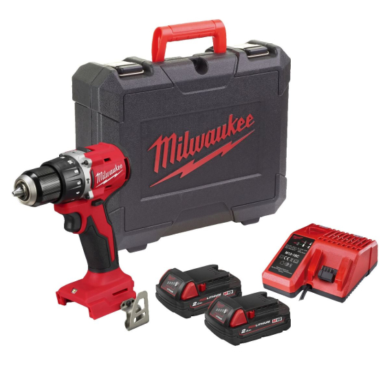 Milwaukee M18 BLPDRC-202C Perceuse à Percussion 18V Brushless 2x2Ah (4933492822)