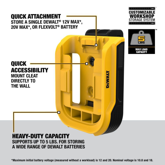 DeWalt DXL Lot de 2 porte-batterie 12V, 18V, 54V FLEXVOLT (DWST82820-0)