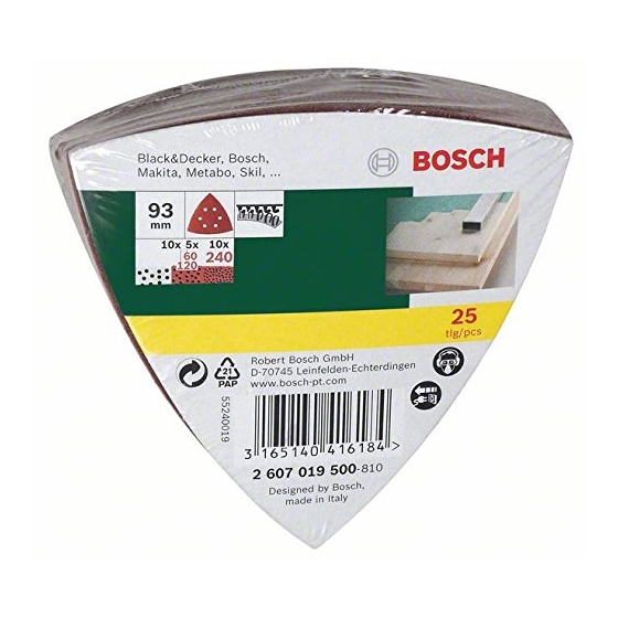 Bosch Pack de 25 Abrasifs Delta 93x93mm (2607019500)